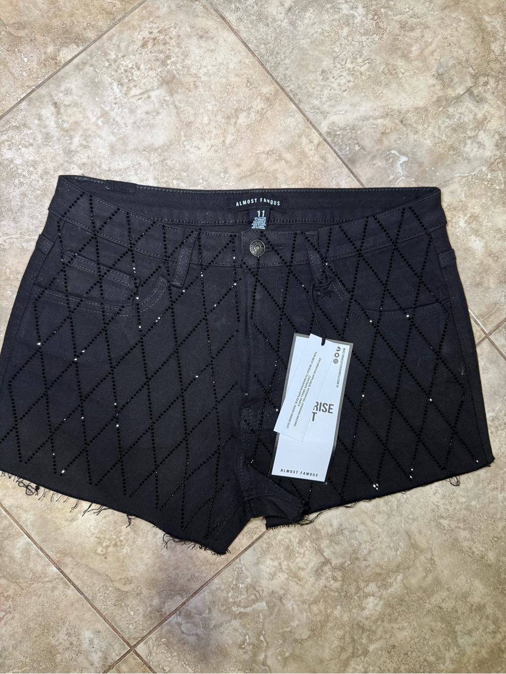 Almost Famous Black Rhinestone Denim Shorts